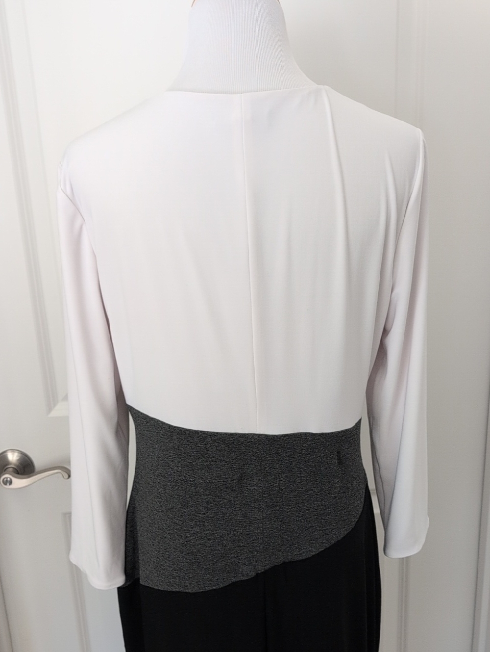 Lauren Ralph Lauren Dress, White Gray Black Block, Long Sleeves, Women's 12 - Picture 5 of 8